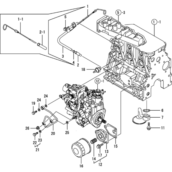 Oil System Assembly for Yanmar 3TNV88-XTBZ Engine