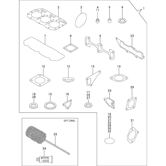 Gasket Set Assembly for Yanmar 3TNV88-XWA  Engine