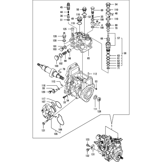 Fuel Injection Pump Assembly for Yanmar 3TNV88-XWA2 Engine