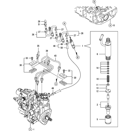 Fuel Injection Valve Assembly for Yanmar 3TNV88-XWA2 Engine