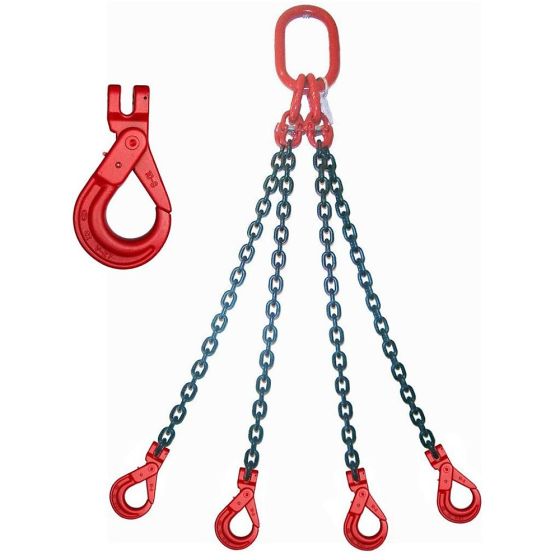 10mm 4-Leg Lifting Chain Slings with Self Locking Clevis Hooks