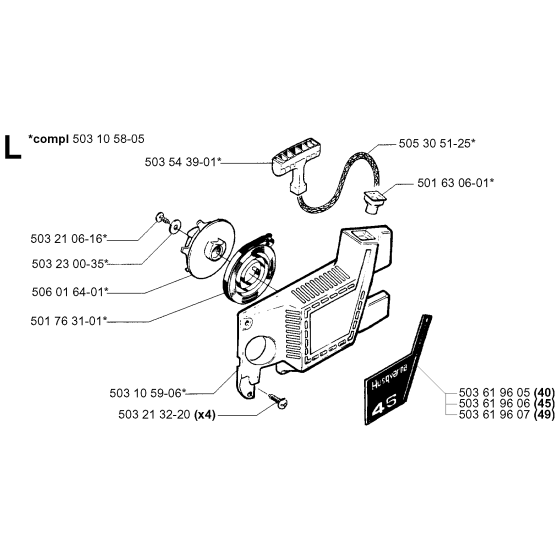 Starter Assembly For Husqvarna 40 Chainsaw