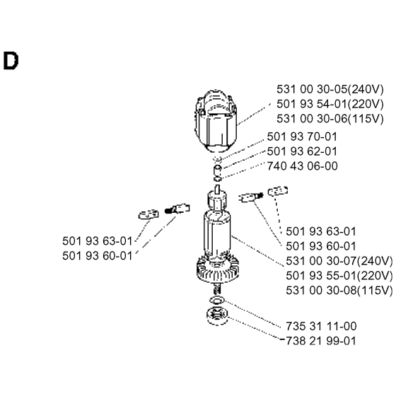 Motor Assembly for Husqvarna 400 H Hedge Trimmers