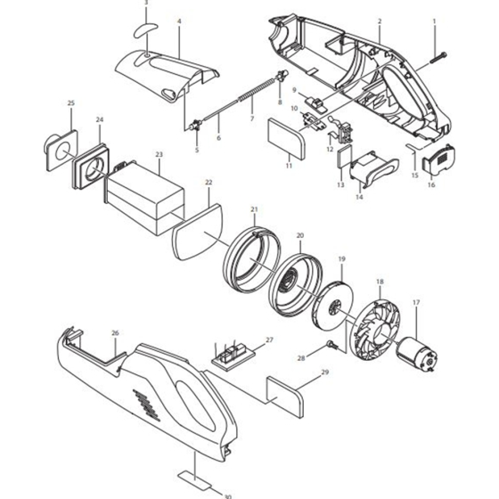 Main Assembly for Makita 4073D Cordless Cleaner & Cylclone Cleaner 