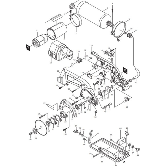 Main Assembly for Makita 4191DWB Cordless Cutter