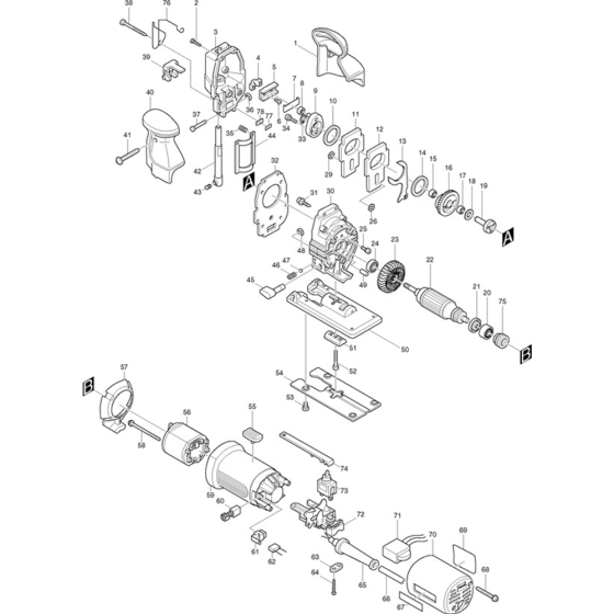 Main Assembly for Makita 4305 Jigsaw