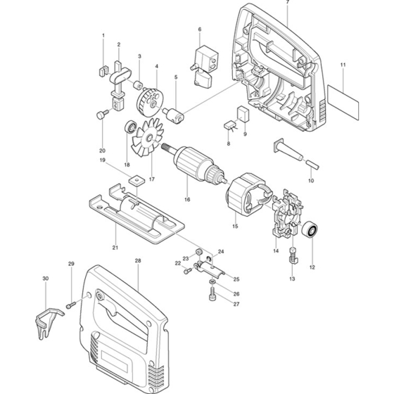 Main Assembly for Makita 4320 Jigsaw