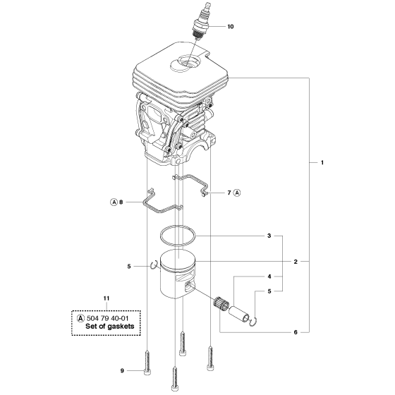 Cylinder Piston Assembly For Husqvarna 440eii Chainsaw