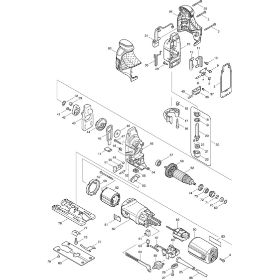 Main Assembly for Makita 4351FCT Jigsaw