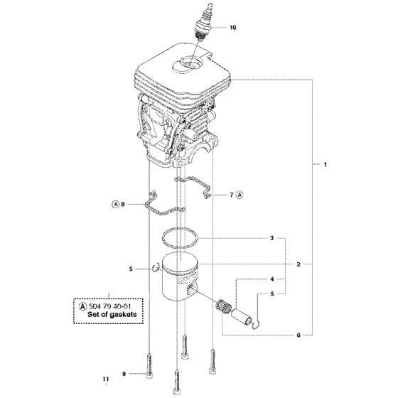 Cylinder Piston Assembly For Husqvarna 435ii Chainsaw