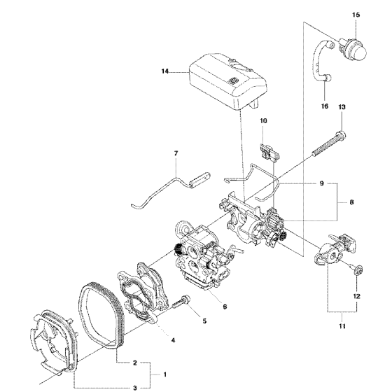 Carburetor & Air Filter Assembly For Husqvarna 440ii Chainsaw