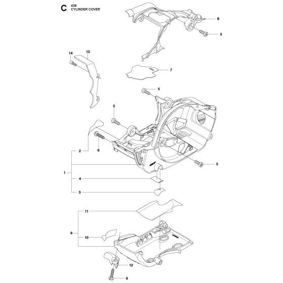 Cylinder Cover Assembly For Husqvarna 439 Chainsaw