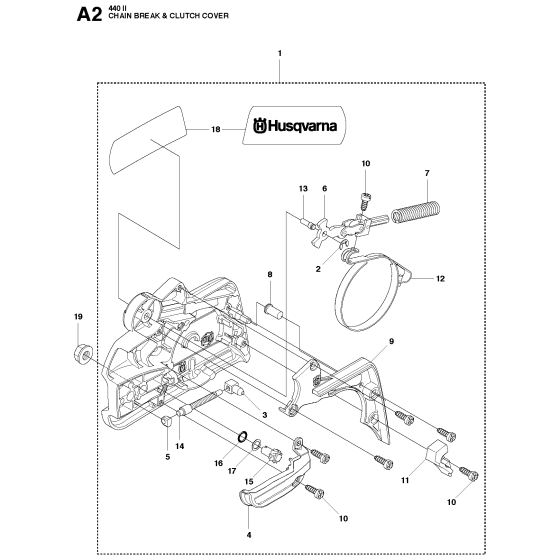 Chain Brake & Clutch Cover No.2 Assembly For Husqvarna 440eii Chainsaw