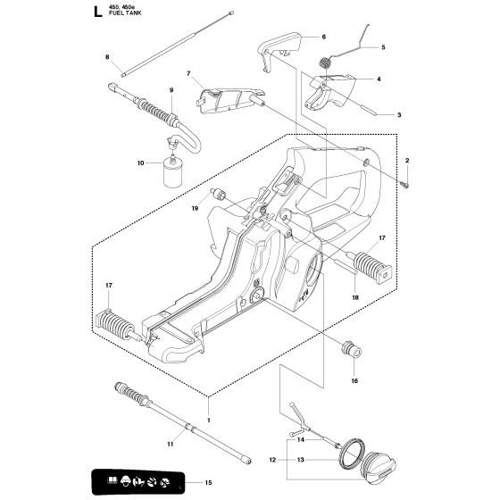 Fuel Tank Assembly For Husqvarna 450 Chainsaw