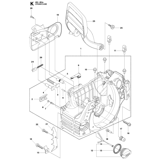 Crankcase Assembly For Husqvarna 450e Chainsaw