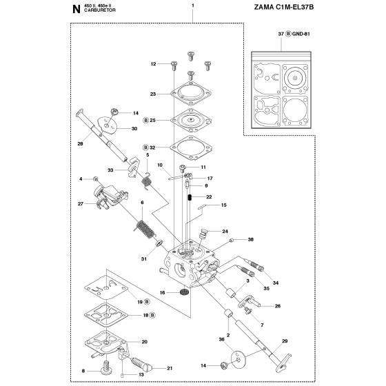 Carburetor Assembly For Husqvarna 450eii Chainsaw