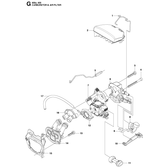 Carburetor & Air Filter Assembly For Husqvarna 455 Rancher Chainsaw