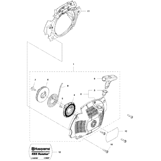 Starter Assembly For Husqvarna 455e Rancherii Chainsaw