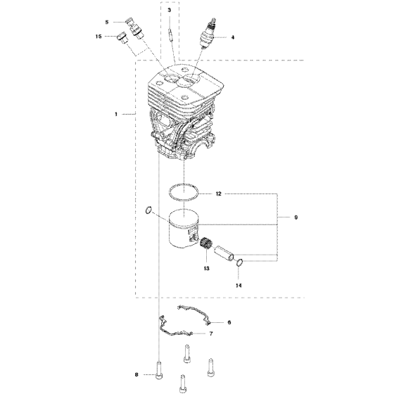 Cylinder Piston Assembly For Husqvarna 455e Rancherii Chainsaw