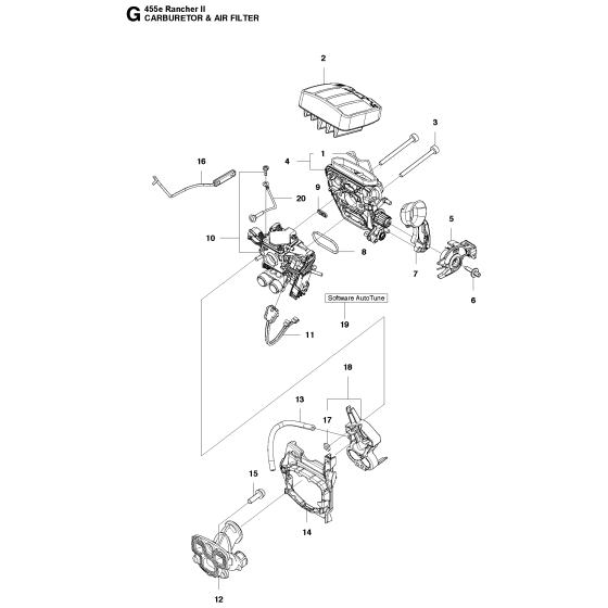 Carburetor & Air Filter Assembly For Husqvarna 455e Rancherii Chainsaw