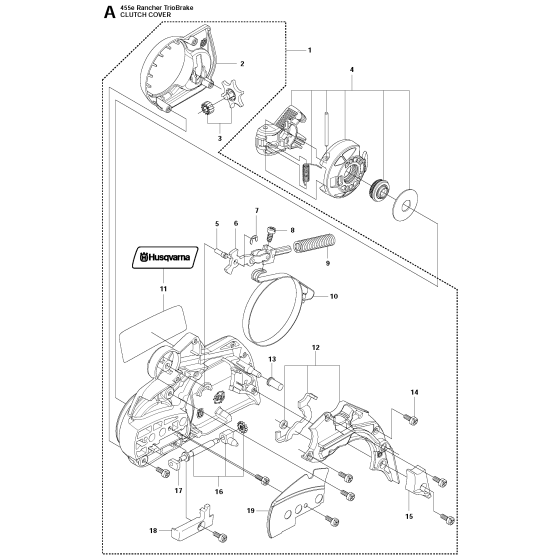 Clutch Cover Assembly For Husqvarna 455e Triobrake Chainsaw