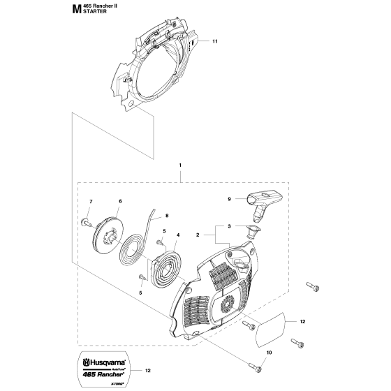 Starter Assembly For Husqvarna 465 Rancherii Chainsaw