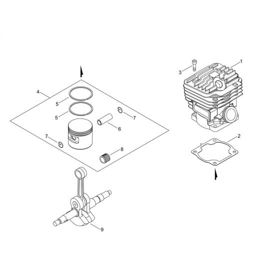 Cylinder, Piston, Crankshaft for Shindaiwa 491S Chainsaw