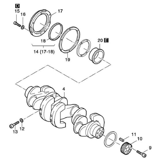 Crankshaft Assembly for Hatz 4L42C Diesel Engines