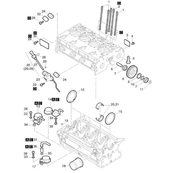 Crankcase-1 Assembly for Hatz 4L43C Diesel Engines