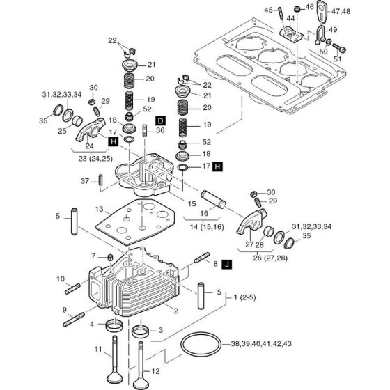 Cylinder Head Assembly for Hatz 4M41 Diesel Engine