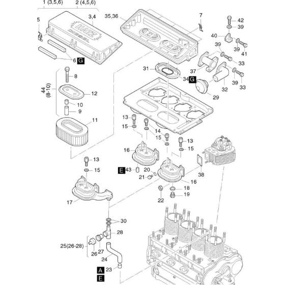 Air Filter, Intake Manifold Assembly for Hatz 4M41 Diesel Engine