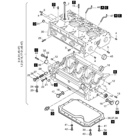 Crankcase Assembly for Hatz 4M41 Diesel Engine