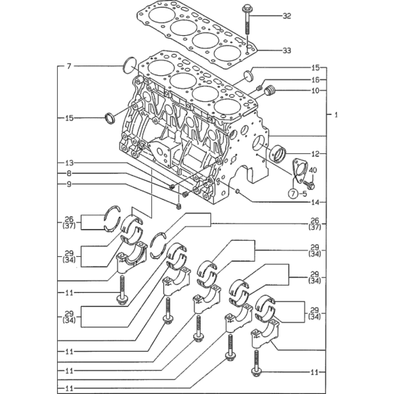 Cylinder Block Assembly for Yanmar 4TNE84 Engine