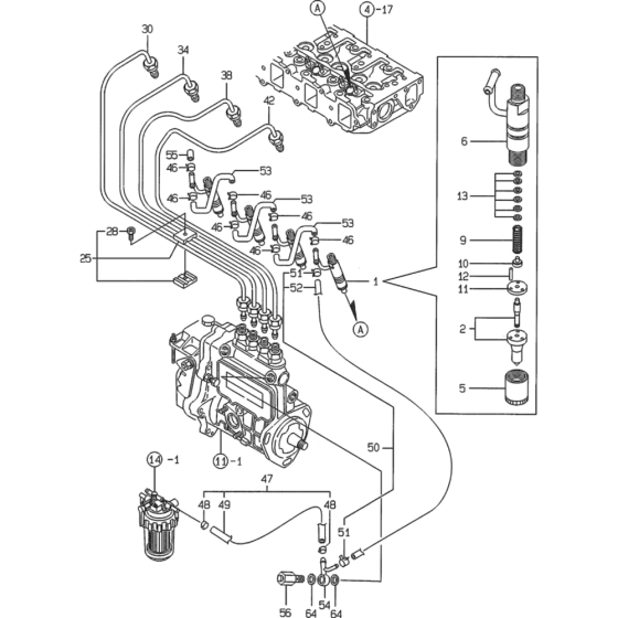 Fuel Injection Valve Assembly for Yanmar 4TNE84 Engine