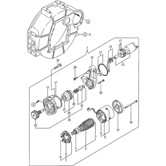 Starting Motor Assembly for Yanmar 4TNE84T Engine