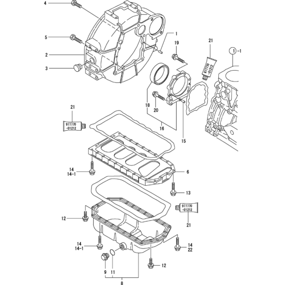 Flywheel Housing and Oil Sump Assembly for Yanmar 4TNE88 Engine