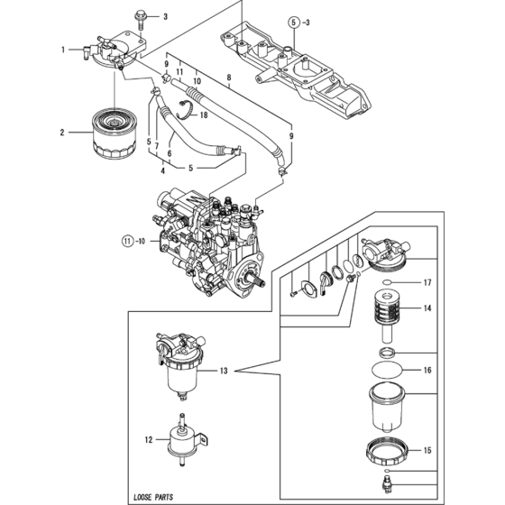 Fuel Line Assembly for Yanmar 4TNV84-KWA Engine