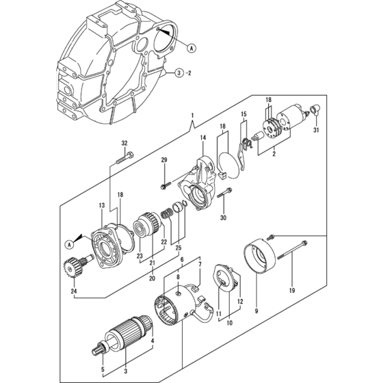 Starting Motor Assembly for Yanmar 4TNV84-KWA Engine