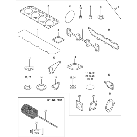 Gasket Set Assembly for Yanmar 4TNV84-KWA Engine