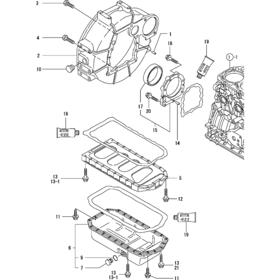 Flywheel Housing and Oil Sump Assembly for Yanmar 4TNV84-KWA Engine