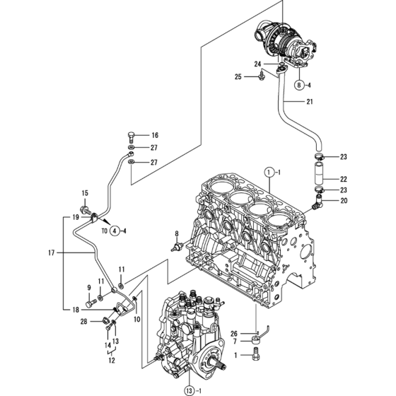 Oil Line Assembly for Yanmar 4TNV84T-KWA Engine