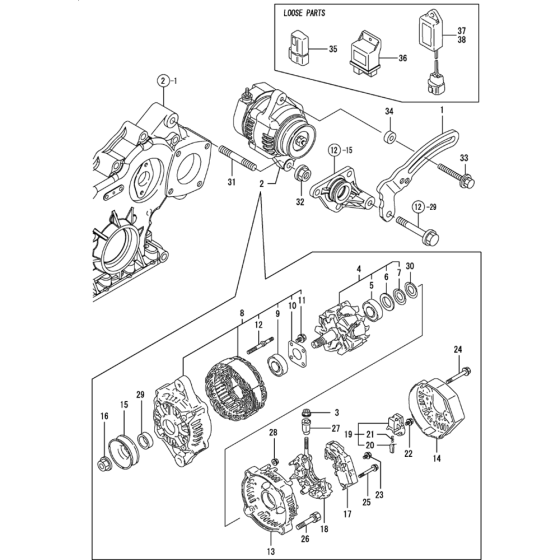 Generator Assembly for Yanmar 4TNV84T-KWA Engine