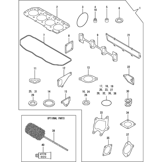 Gasket Set Assembly for Yanmar 4TNV84T-KWA Engine