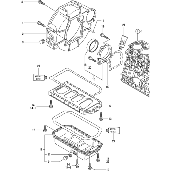 Flywheel Hosuing and Oil Sump Assembly for Yanmar 4TNV84T-KWA Engine