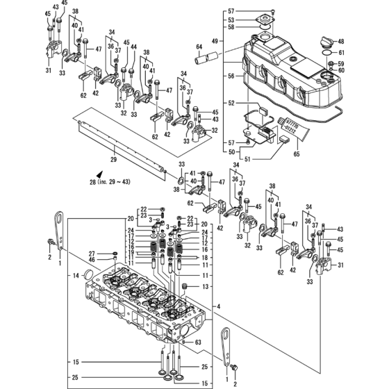 Cylinder Head and Bonnet Assembly for Yanmar 4TNV84T-KWA Engine