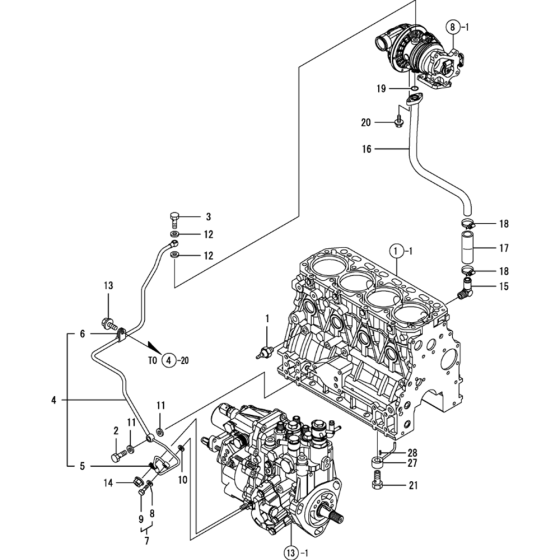 Oil Line Assembly for Yanmar 4TNV84T-MWA Engine