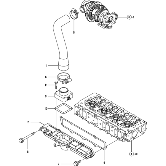 Suction Manifold Assembly for Yanmar 4TNV84T-MWA Engine