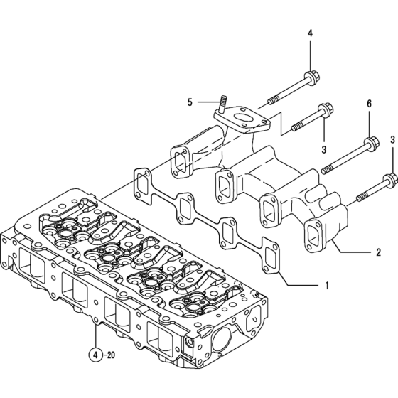 Exhaust Manifold Assembly for Yanmar 4TNV84T-MWA Engine