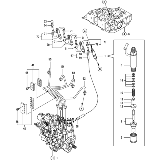 Fuel Injection Valve Assembly for Yanmar 4TNV88-BPTB Engine