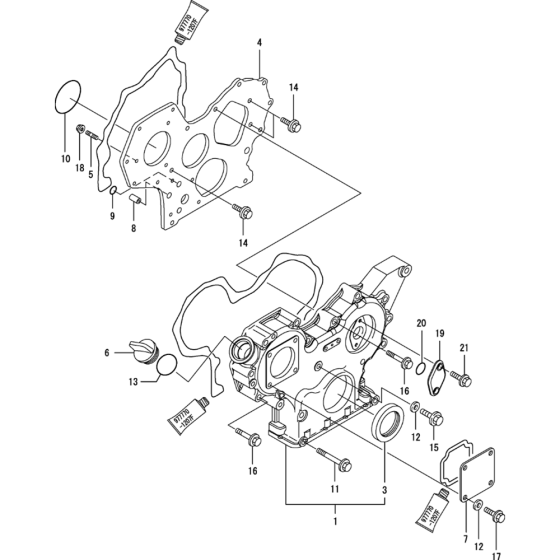 Gear Housing Assembly for Yanmar 4TNV88-BPTB Engine